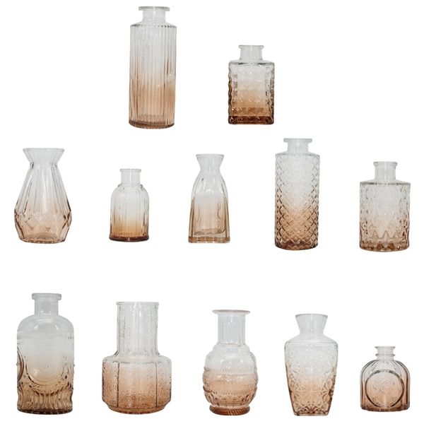 Decor Mini Glass Bud Flower Vases For Centerpiece - Set of 12