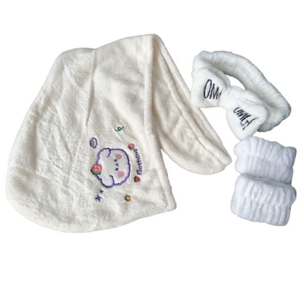 Set of Hair Drying Towel Headband &amp; Wristbands