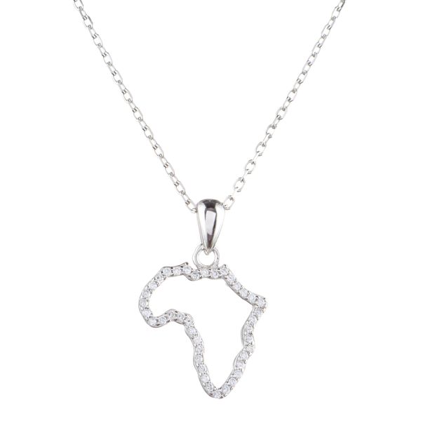 Sterling Silver Necklace w/ Timeless Design - Africa with Cubics