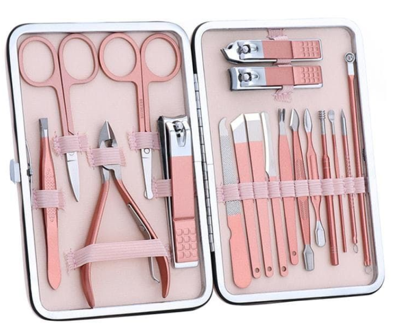 18 Piece Premium Manicure And Pedicure Nails Care Kit - Rose Gold ...