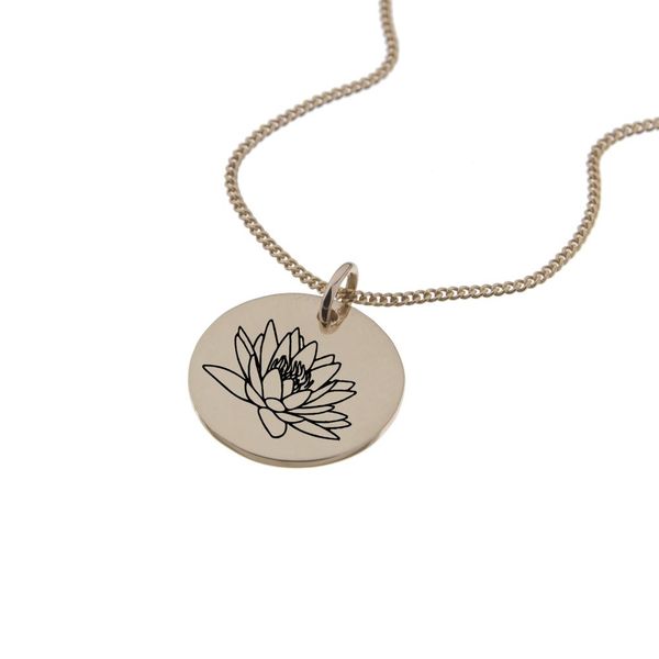 Water Lily of July Rose Gold Birthflower Pendant