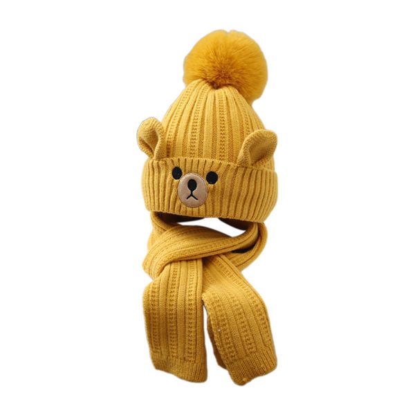 Cute Bear Beanie and Scarf Set for Girls