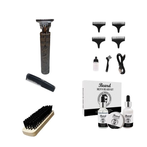 Hair Trimmer, Beard Set Kit Pocket Mini Comb &amp; Brush