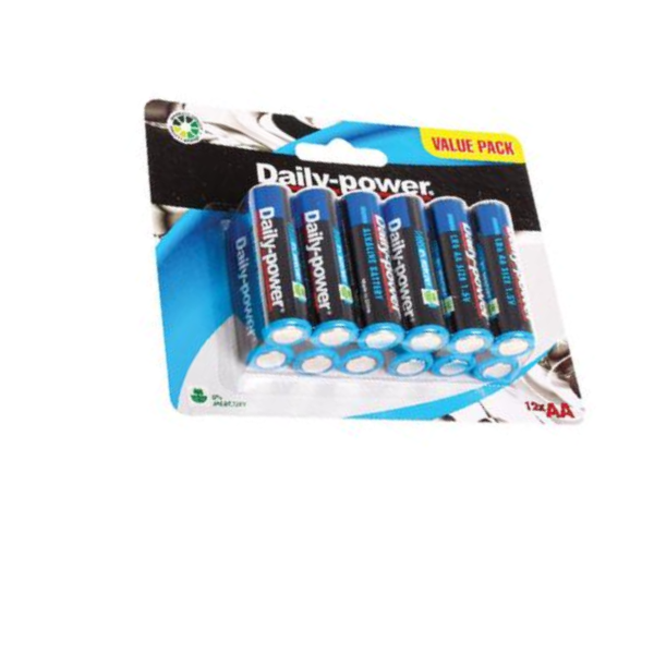 Daily Power - 12 Pack Alkaline AA Batteries