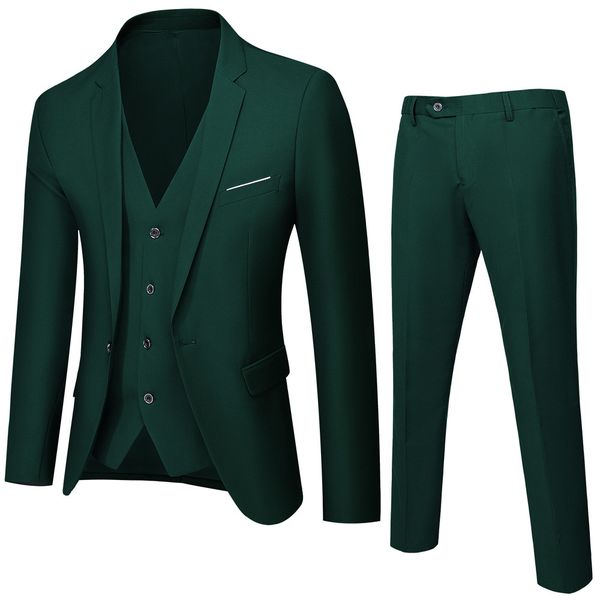 All Things Fabulous Men's 3 Piece Slim Fit Suit - Dark Green