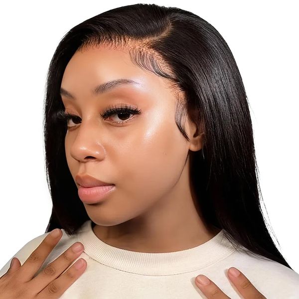 14In Double Drawn Straight Wig-Full Frontal Bob Wig Brazilian Hair-Geebuy