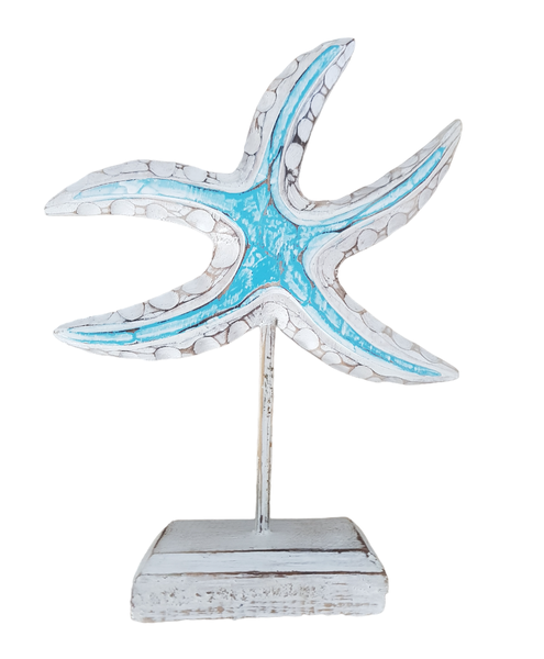 Nautical Beach Theme Wooden Tabletop Starfish - 25cm