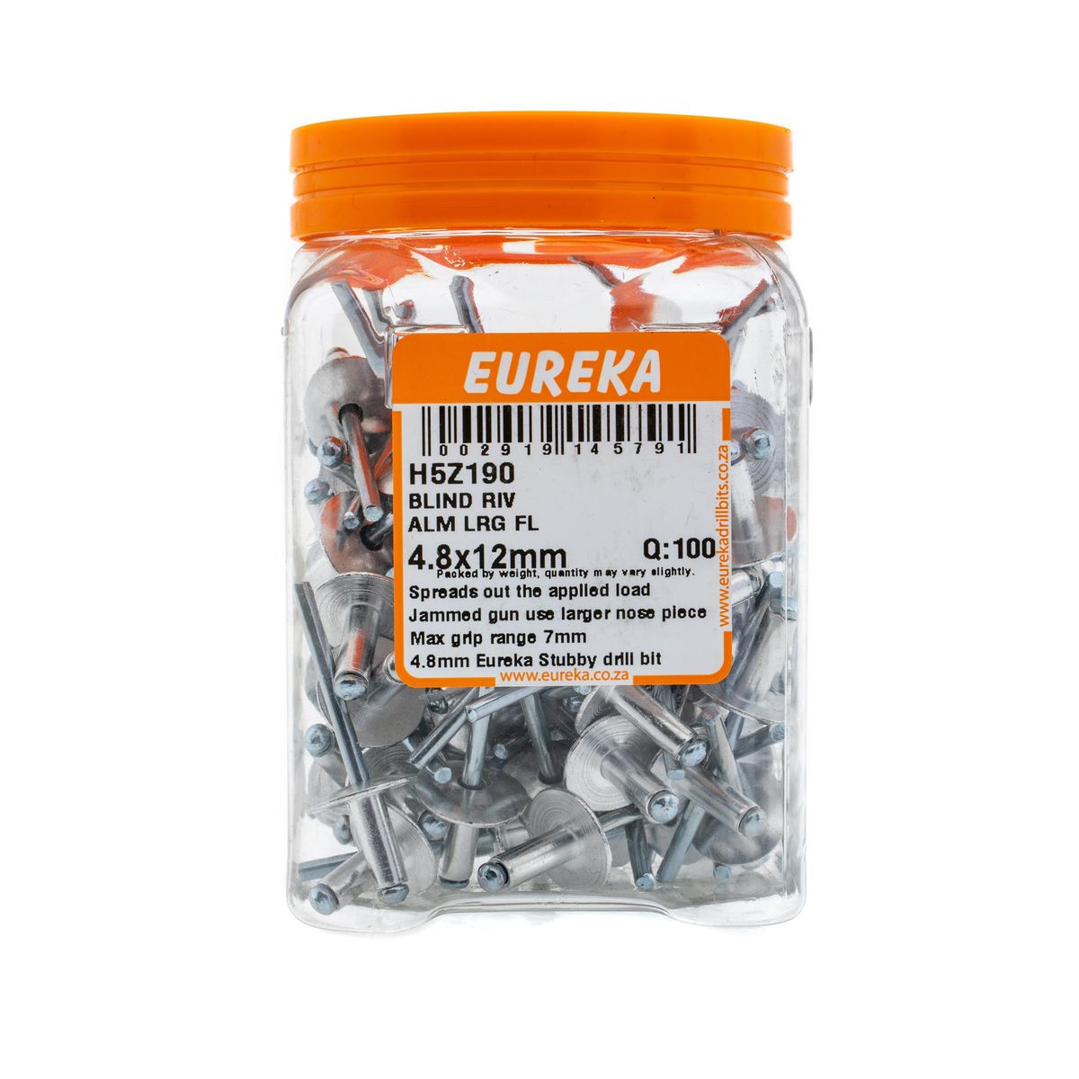 EUREKA Blind Rivet Aluminium Large Flange 4.8 x 12mm Q:100 H5Z190