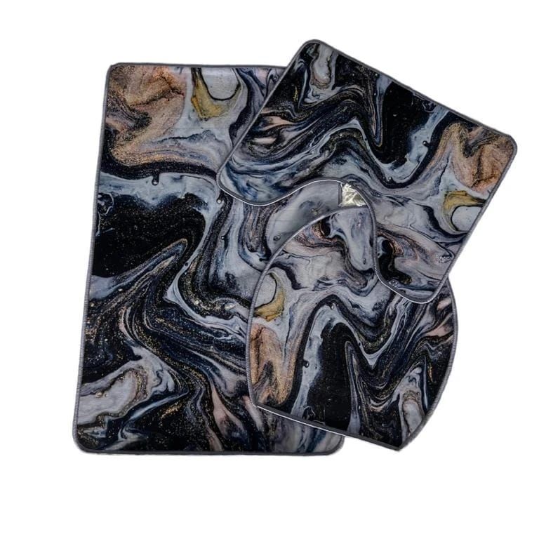 3 Piece Bathroom Bath Mat Set Blue Buy Online in South Africa