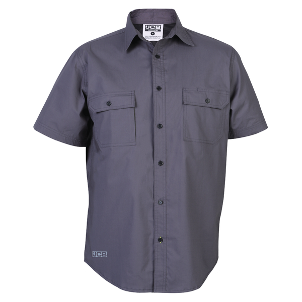 JCB 100% Cotton Short Sleeve Performance Vented Shirt - Charcoal Grey