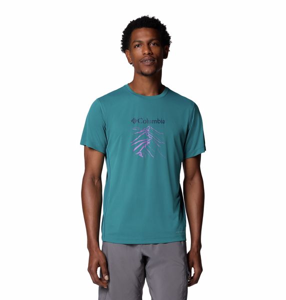 Columbia Men's Zero Rules Light Short Sleeve Graph Crew Shirt River Blue
