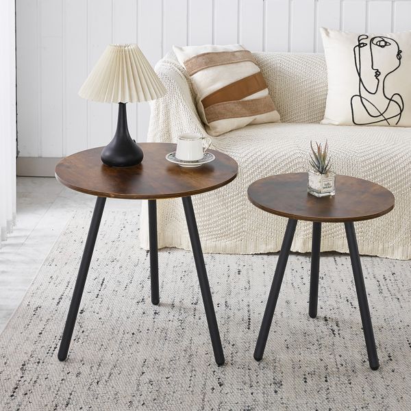Nesting Coffee Table Round Center Table Set of 2 Side Tables