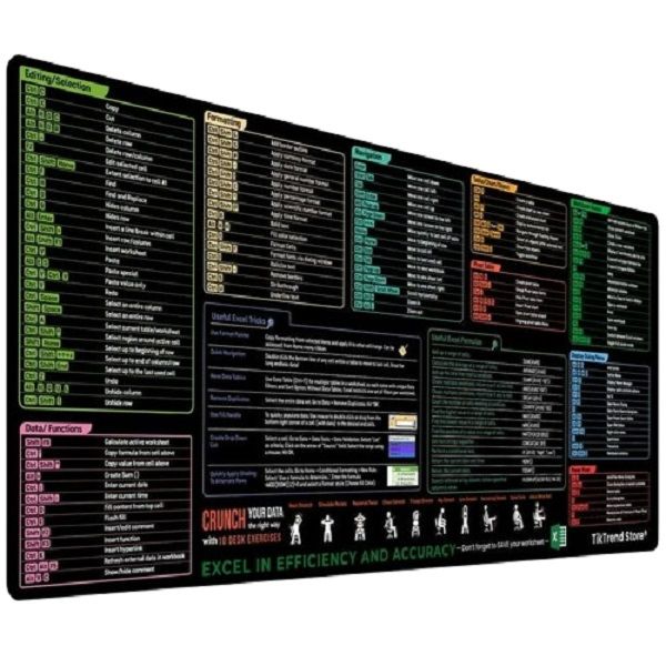 Colorful All In 1 Microsoft Office Shortcut Desk Pad 90x40cm Mouse Mat