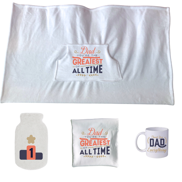 Men/Dad Gift Set-Blanket,Pillow Case,Hot Water Bottle Cover,Mug-Num 1 Dad