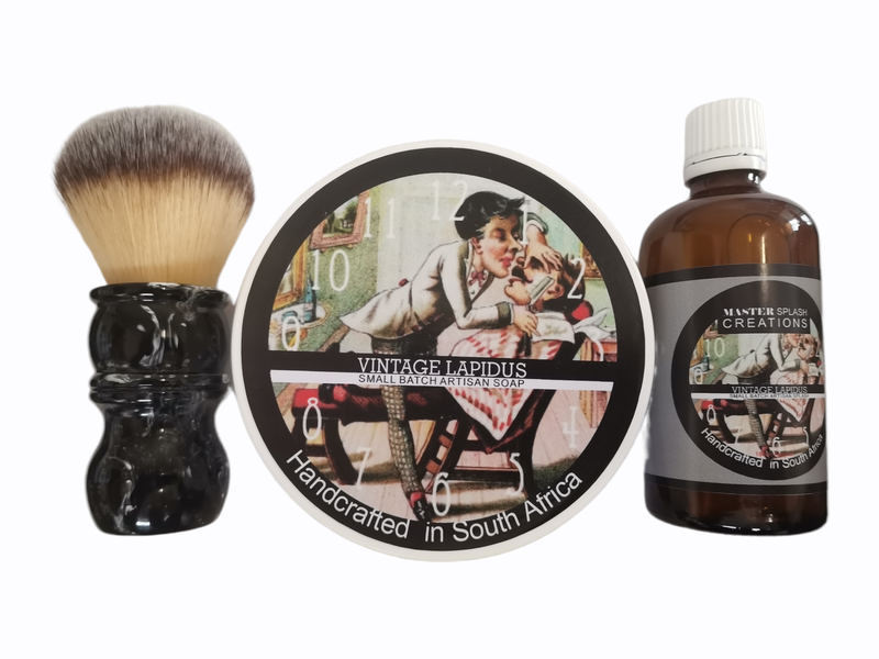 Shaving Soap &amp; Aftershave Splash &amp; Shaving Brush Combo Vintage Lapidus