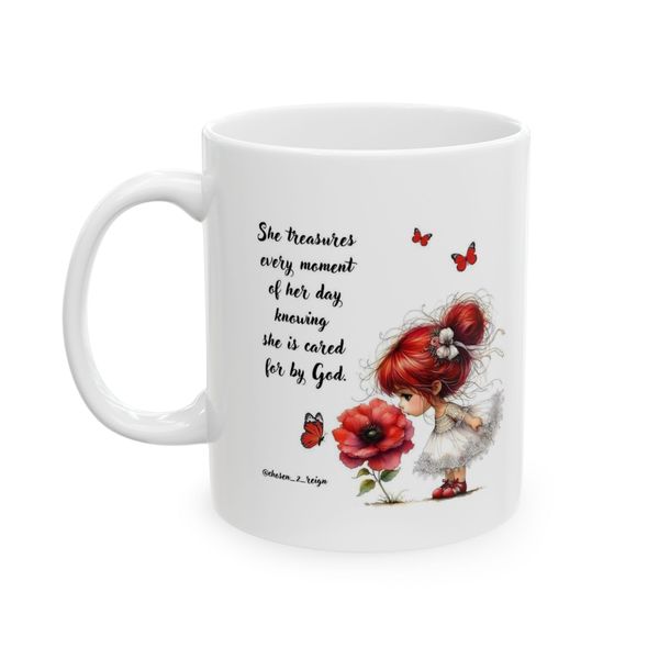 Girl Mug - Girl With Flower Butterflies And Text