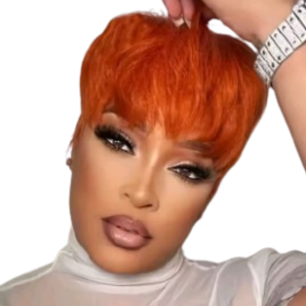 Short Pixie Cut Wig, Orange Pixie Wig