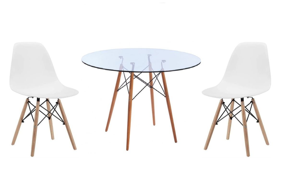 Glass Table and Wooden Leg Chairs (3 piece set) Shop Today. Get it
