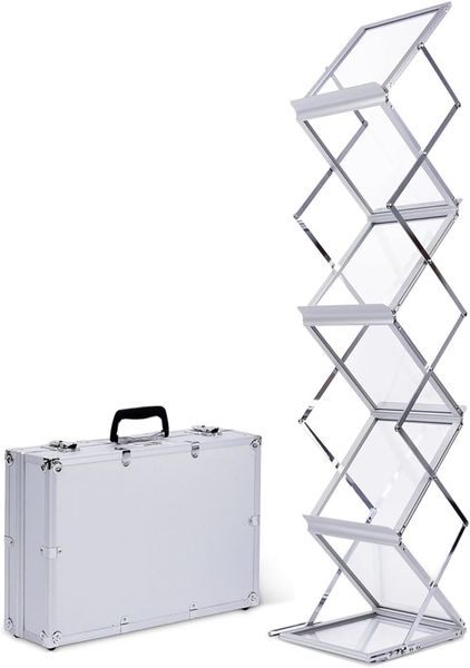 A4 Brochure Display 6-Shelf Stand foldable with Aluminium Case Expo Office
