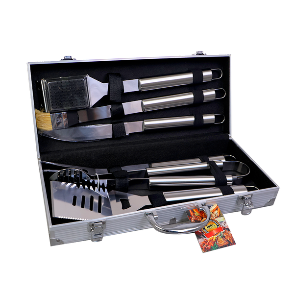 Premium Stainless Steel Braai Tool Set in Carry Case - 6 Pieces