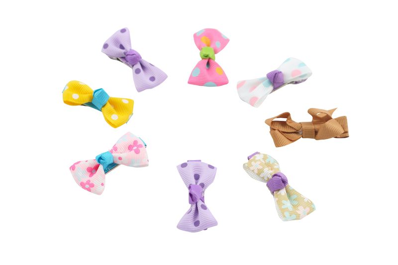 Set of 8 Tiny Bow Hair Clips