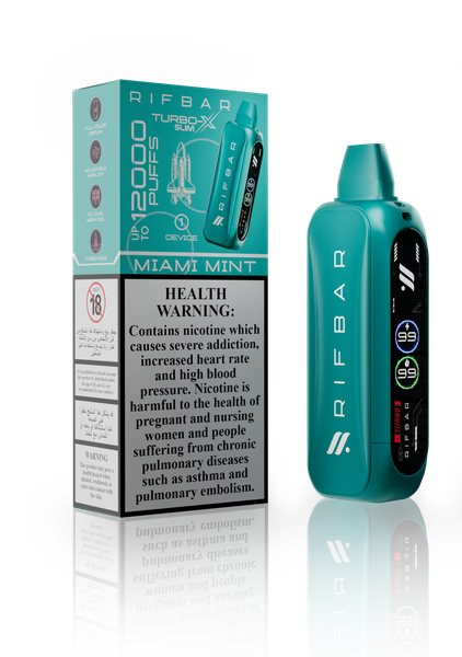 RIFBAR Turbo X Slim Miami Mint Vape | Slim Pocket Disposable Vape Pen