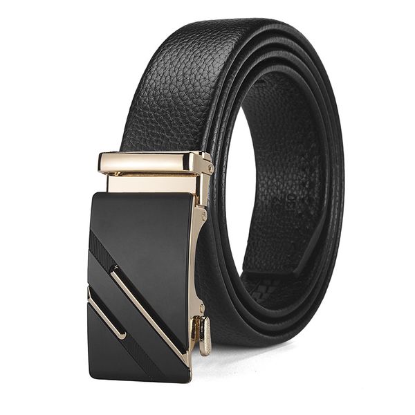 Metal Double Slash Pattern Decorated Buckle Men Business Casual Belt