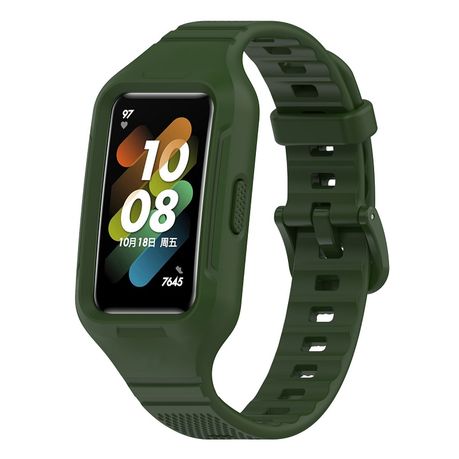 For Huawei Band 7/Band 6/Honor Band 6 Replacement Transparent TPU Watch  Strap Wrist Band with Watch Case - Transparent Green Wholesale