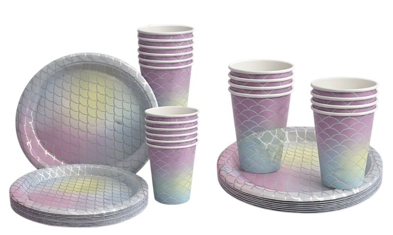 Shimmering Mermaid Shell Party Pack-40pc Disposable Tableware for 20 Guests
