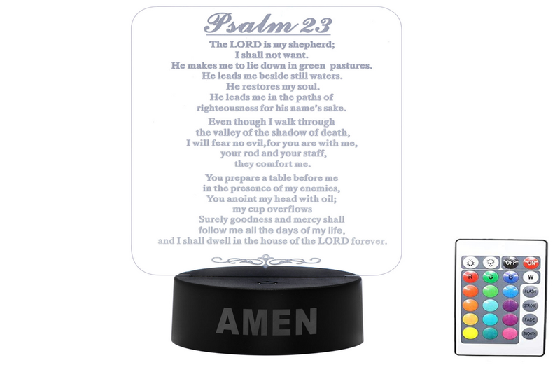 PSALM 23 Prayer- 2D Smart Illusional LED Lamp Light with Remote Control