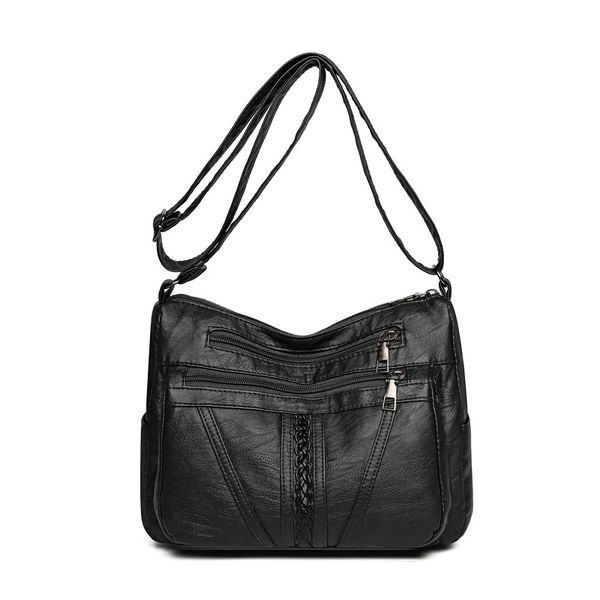 Multi-layer Soft Leather Bag Fashionable Large Capacity Crossbody Bag