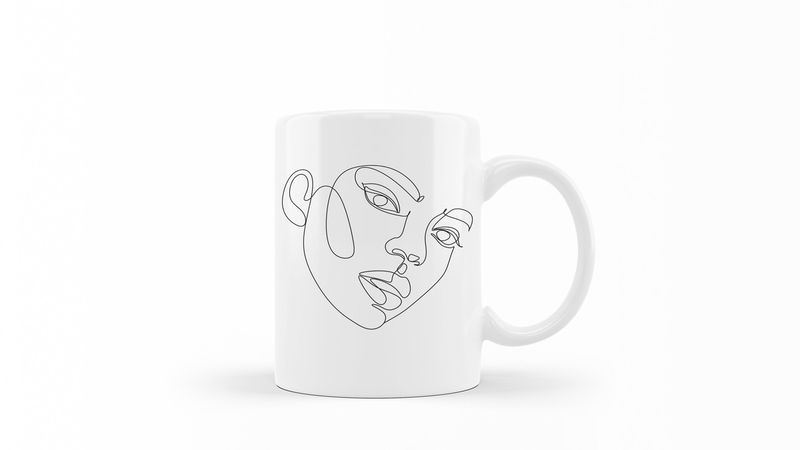 Designer Line Art Coffee Mug - Beauty 18