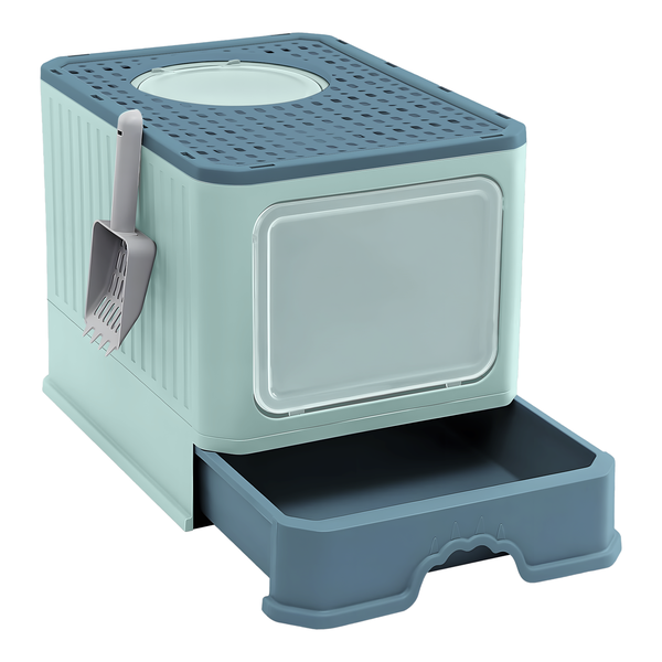 Cat Litter Box with Scoop Front Entry Top Exit Kitty Litter Box with Lid