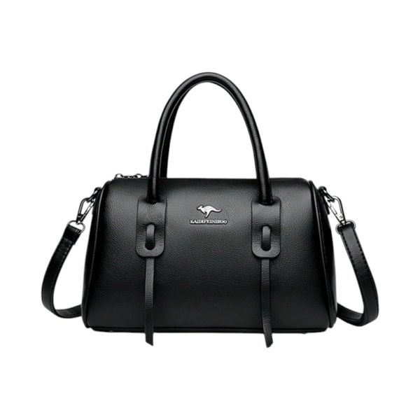 KAIDIFEINIROO - Luxury Faux Leather Adjustable Shoulder Tote Bag - Black