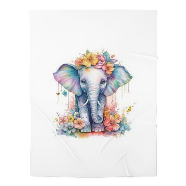 Floral Elephant Fleece Blanket 70x100cm