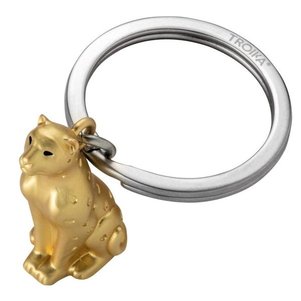 TROIKA Keyring: Leopard – LEOPOLD Metal Keyring in Gold Colour