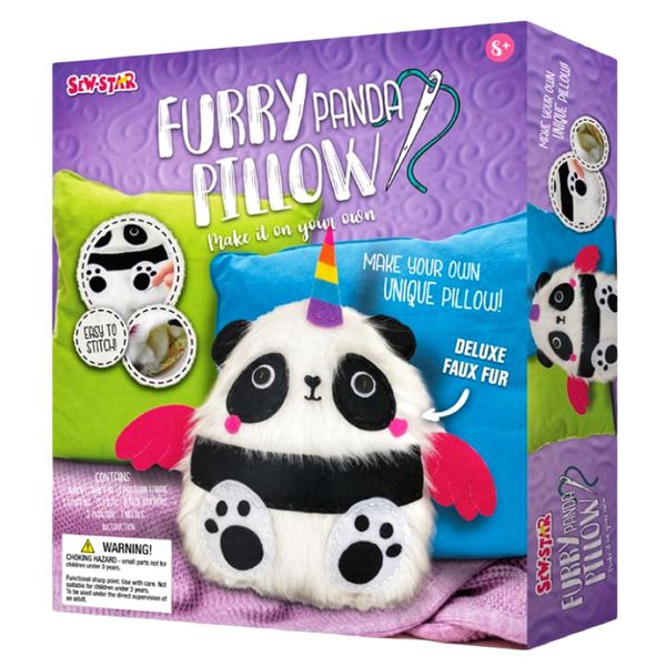 Panda – Furry Pillow Sewing Embroidery DIY Craft Kit Art Soft Plush