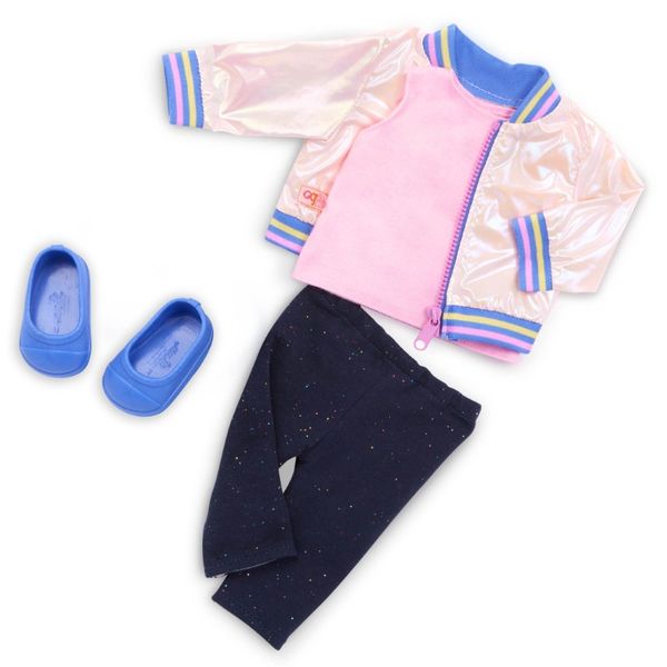 Our Generation - Rainbow Jacket - Shiny Pink Bomber Outfit - 46cm Doll Clothes - Pretend Play - Toys For Kids Ages 3 &amp; Up - Love to Shine