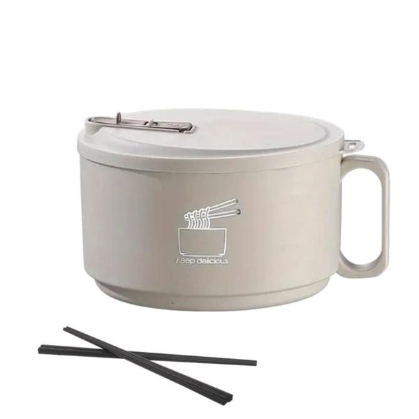 Stainless Steel Insulated Lunch Box &amp; Chopsticks - Black (1000ml)