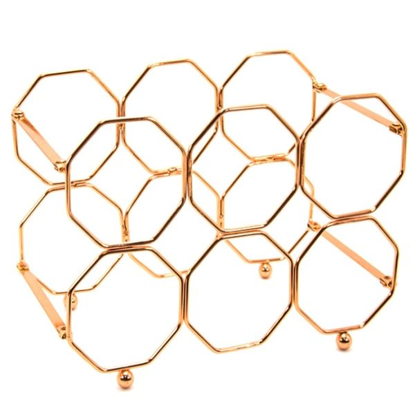Powder Coating Tabletop Folding Six Bottles Wine Holder Storage Rack - Gold