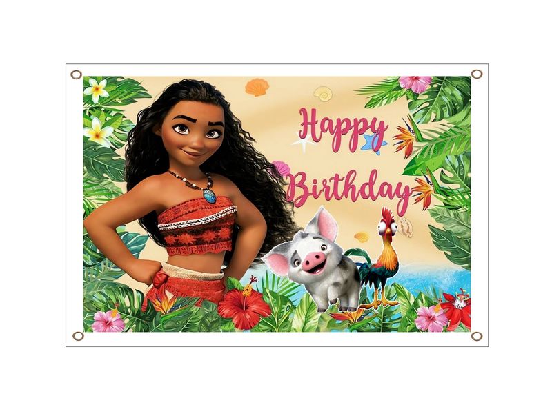 Moana Birthday Banner - PVC Banner 1.3mx900mm