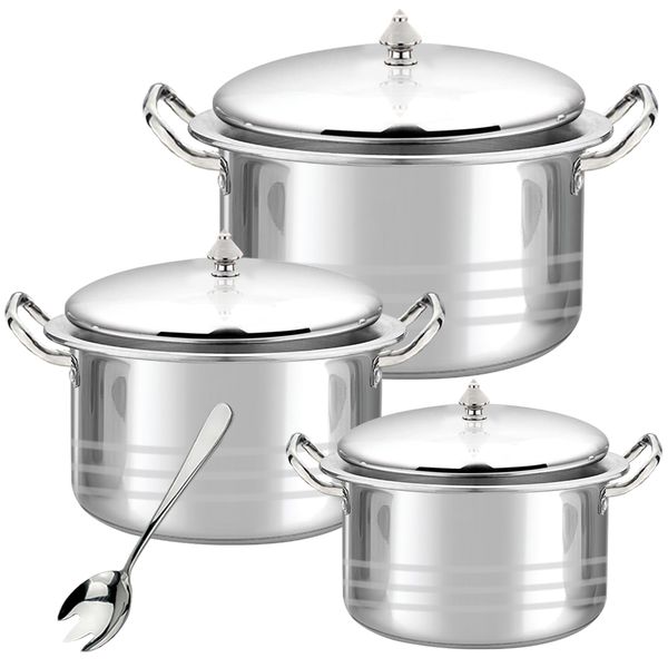 7 Piece Combo Set - Excellent Quality Pure Stainless Steel Heavy Bottom Set