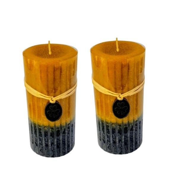 Scented Candle Set - Yellow and Black - 15 cm