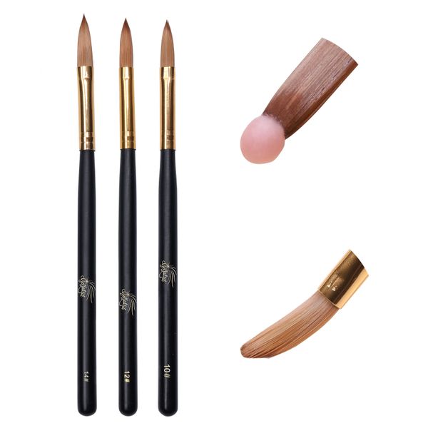 Gellaktik Acrylic Nail Brush - 3 Piece Kolinsky Brushes for Nail Extensions