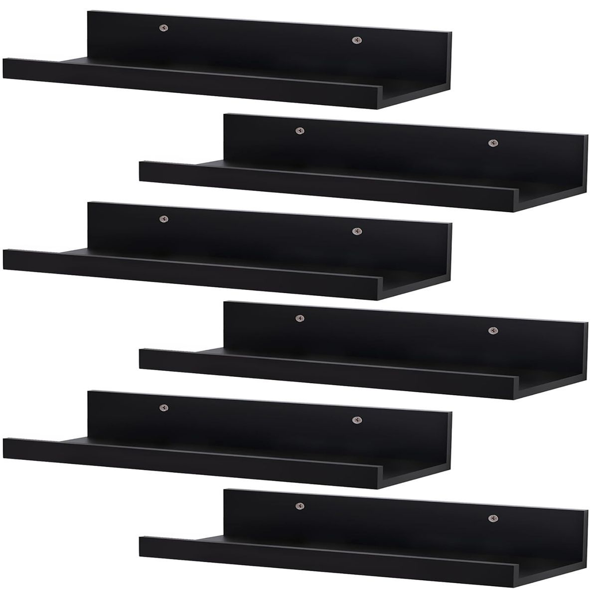 6 Pack Floating Shelves With Hanging Wall Storage Decor For Bedroom Bathroom