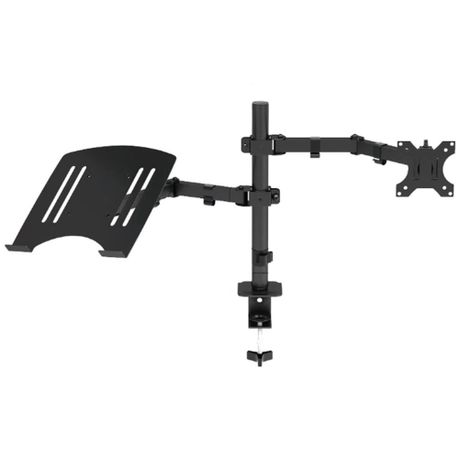 Laptop and Monitor Mount Stand Monitor Stand Arm with Tray Adjustable Black Image