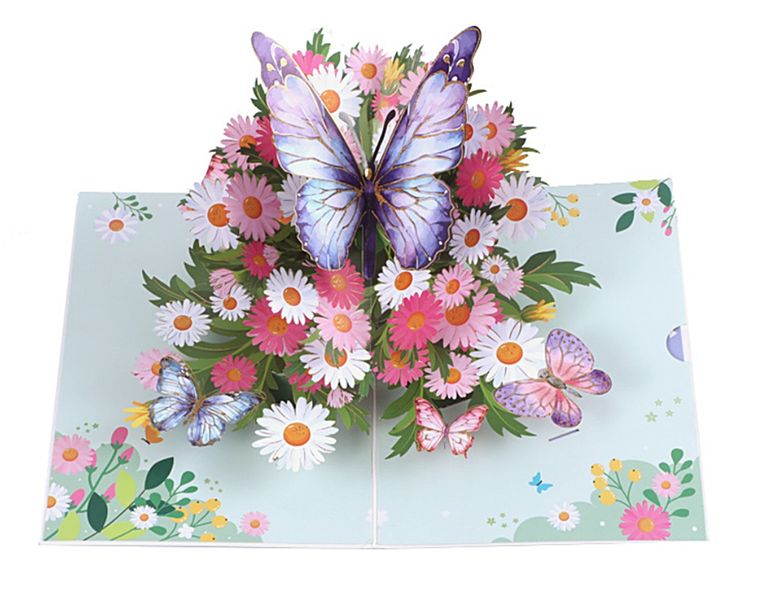 Butterfly &amp; Floral 3D Pop Up Birthday, Mothers Day Valentine Greeting Card