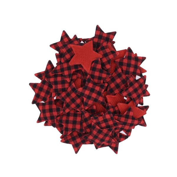 50 Pcs Tartan Star Ornaments for Tree &amp; Home Decor