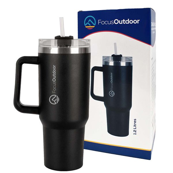 FocusOutdoor 1.2L Stainless-Steel Insulated Quencher Tumbler with Straw