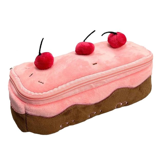 Cute Cherry Cake , Large Capacity Soft Pencil Case for Girls